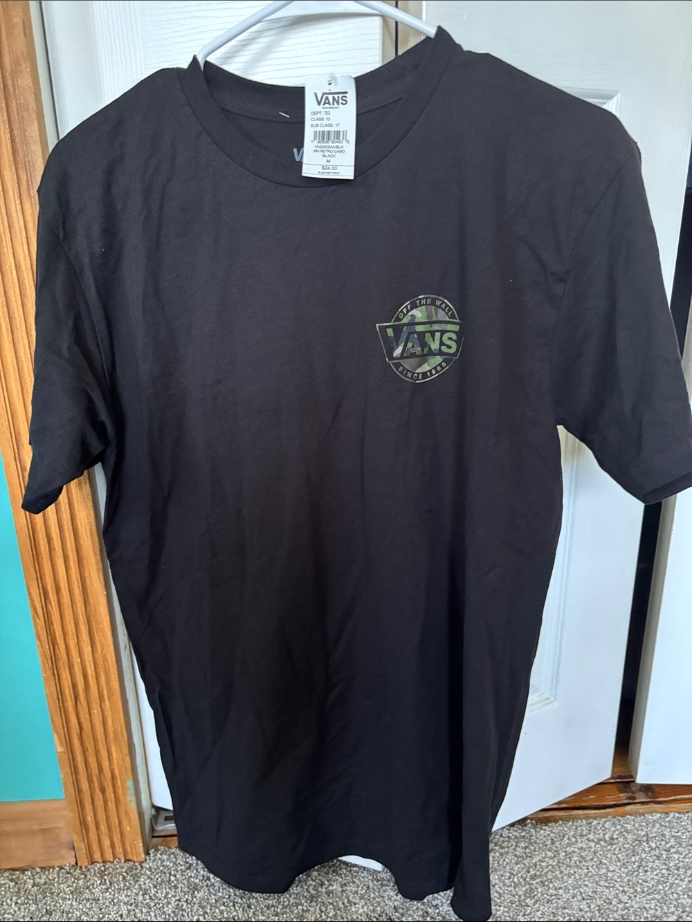 Vans Black Tee with Small Green Logo
